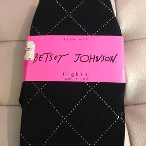 Betsey Johnson vintage black silver diamond tights
